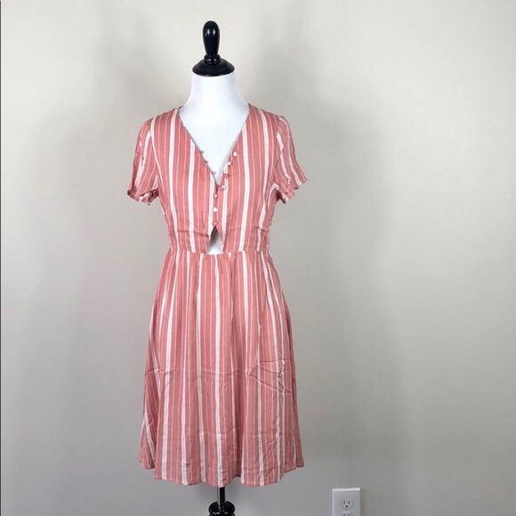 Short Sleeve Dress Striped V-Neck Tunic - Picture 3 of 7